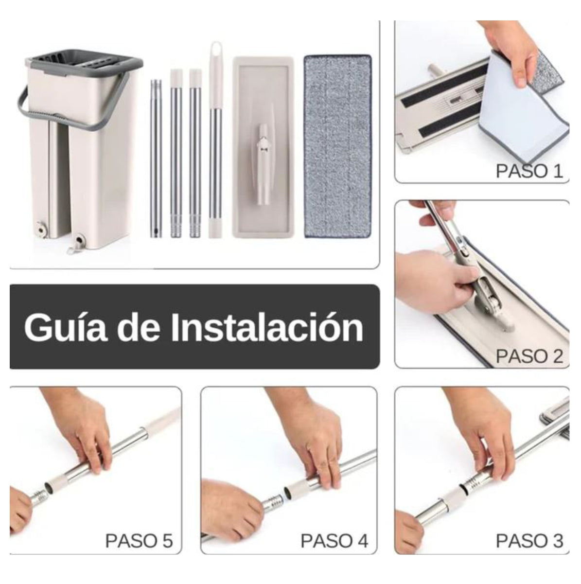 Kit Trapeador Autoescurrible Giratorio 360° con Balde