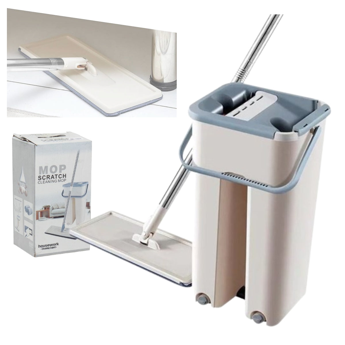Kit Trapeador Autoescurrible Giratorio 360° con Balde